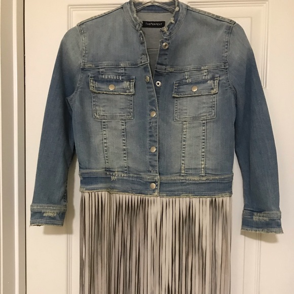 ThePerfext denim jacket with fringe detail - Picture 13 of 16
